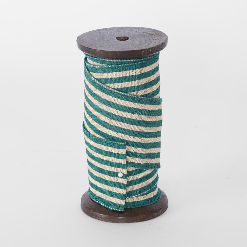 Carnivale Stripe Jute Turquoise 60mm x 5m