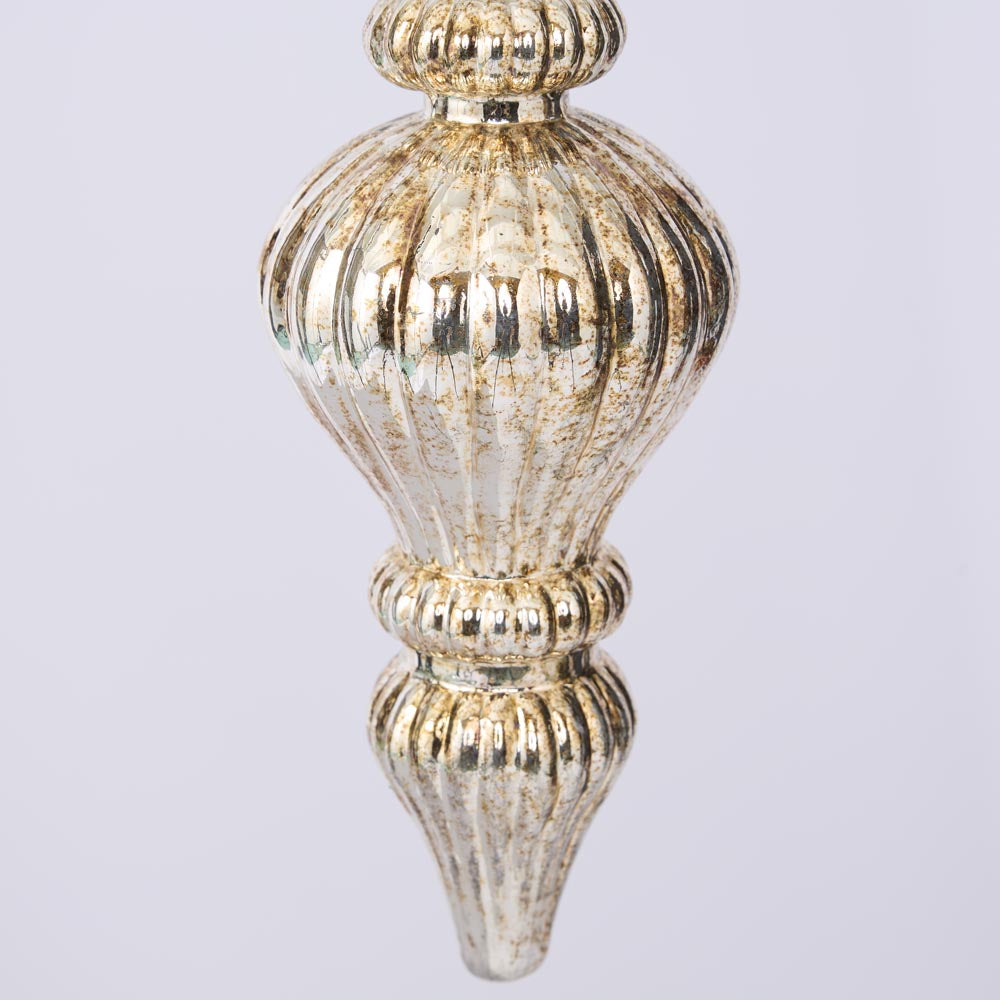 Antiqued Glass Hanging Finial Gold Small