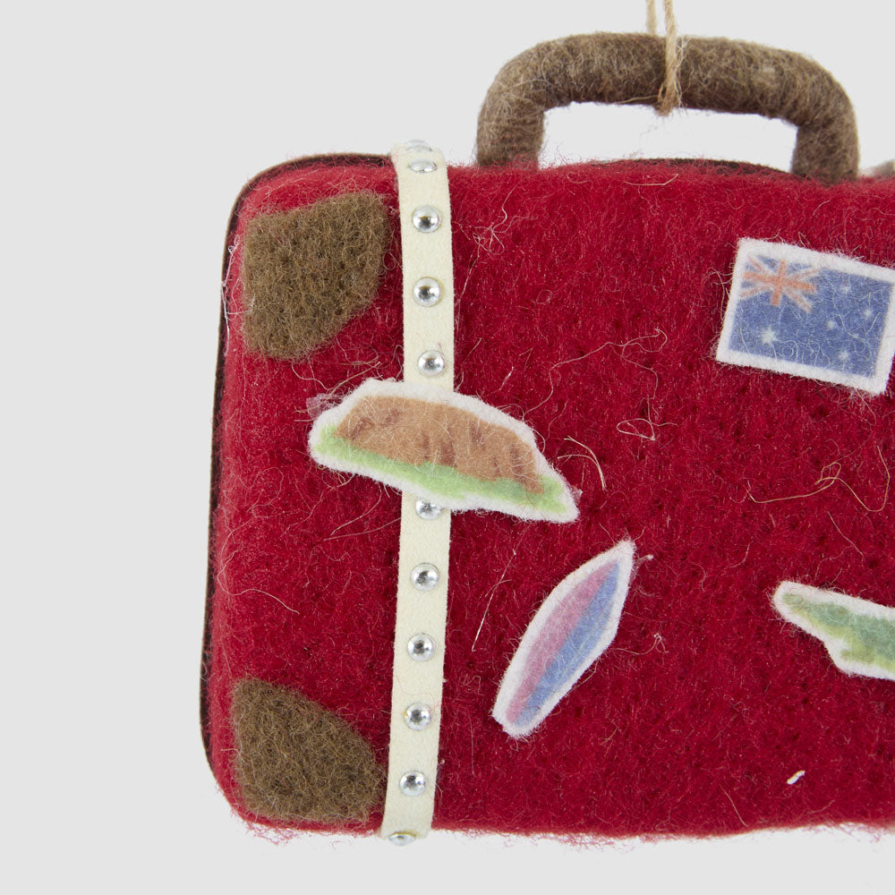 Aussie Suitcase Happy Travels Decoration Red