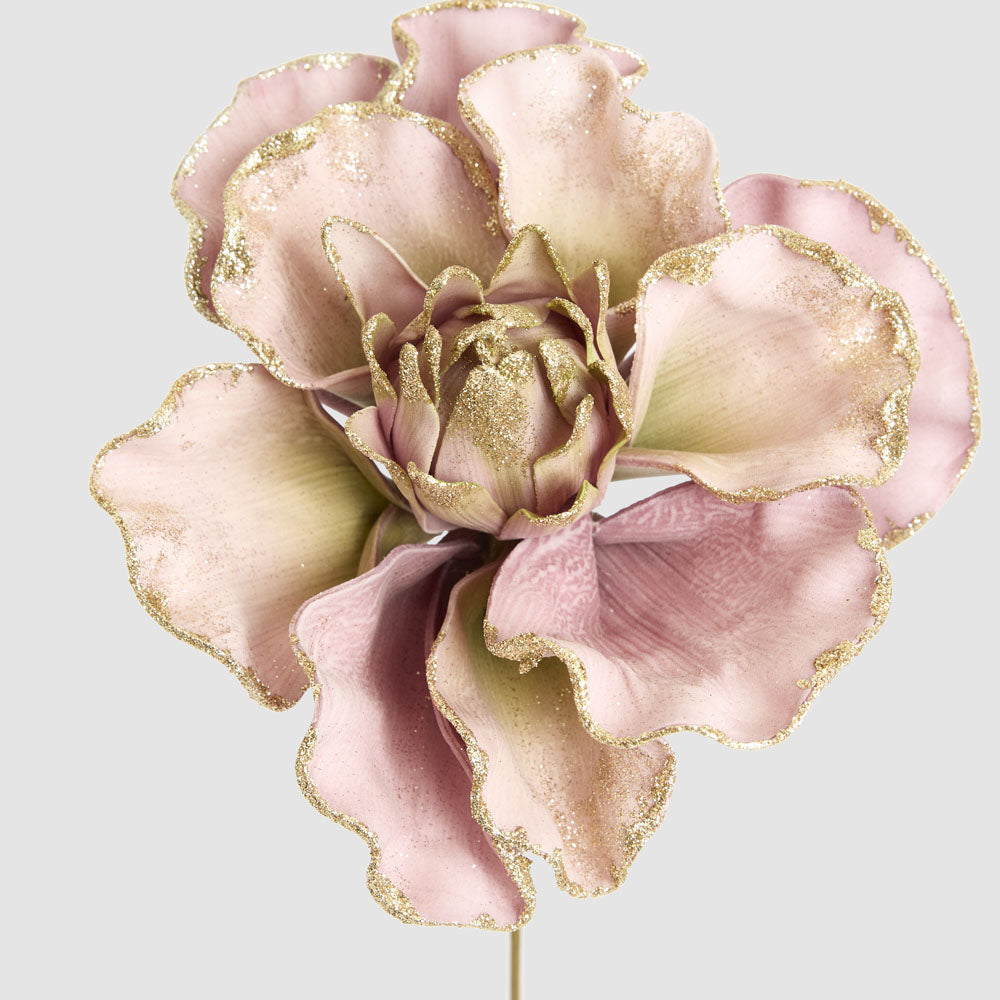 Glitter Edged Magnolia Stem Pink