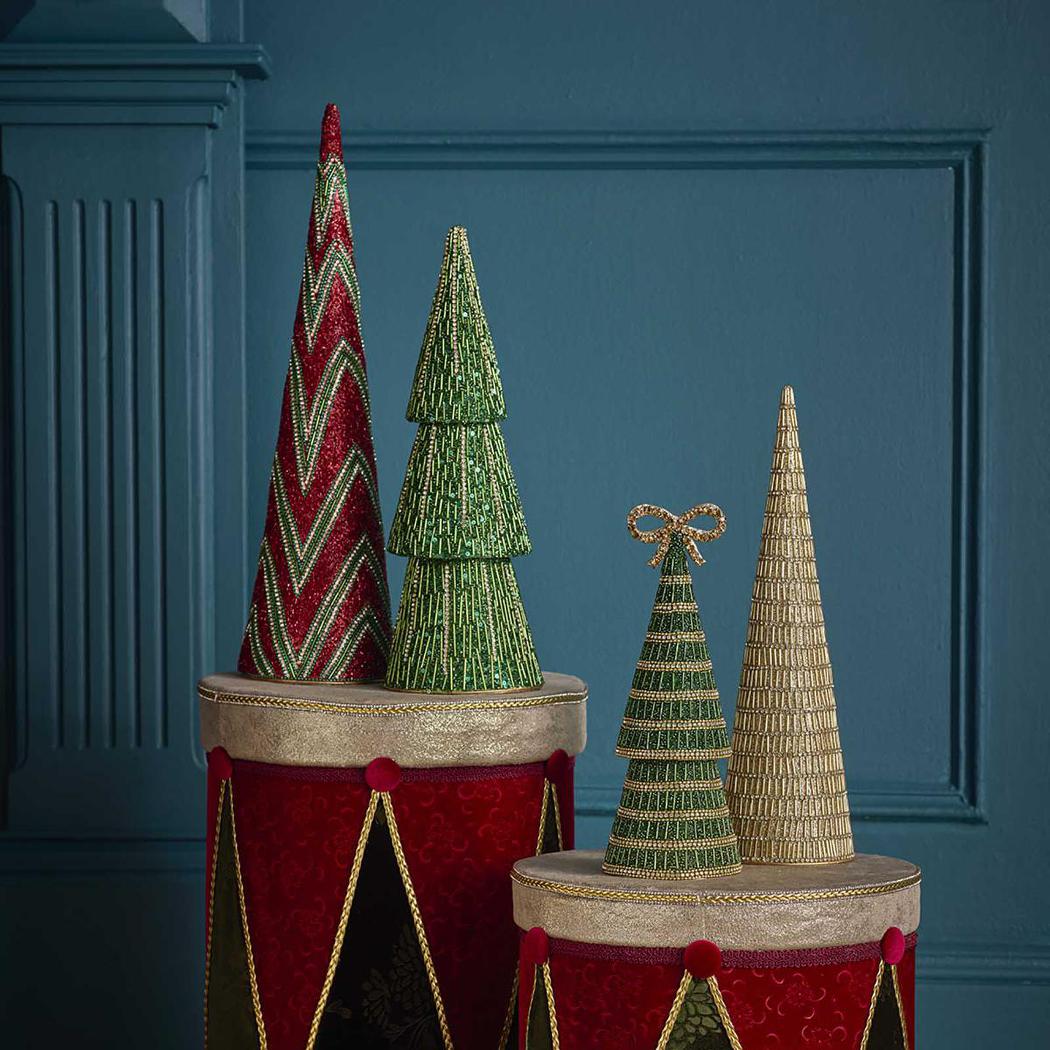 Tiffany Bow Stripe Cone Tree Small Green
