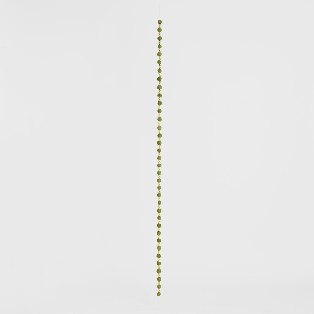 Felt Pompom Garland With Gold Beads Green