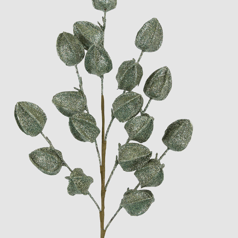 Glitter Chinese Lantern Stem Green