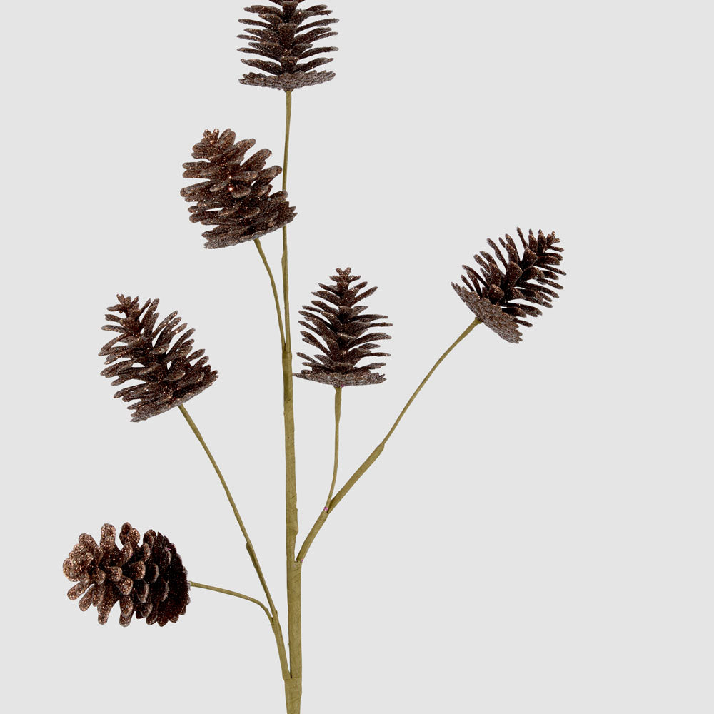 Glitter Pinecone Spray Brown
