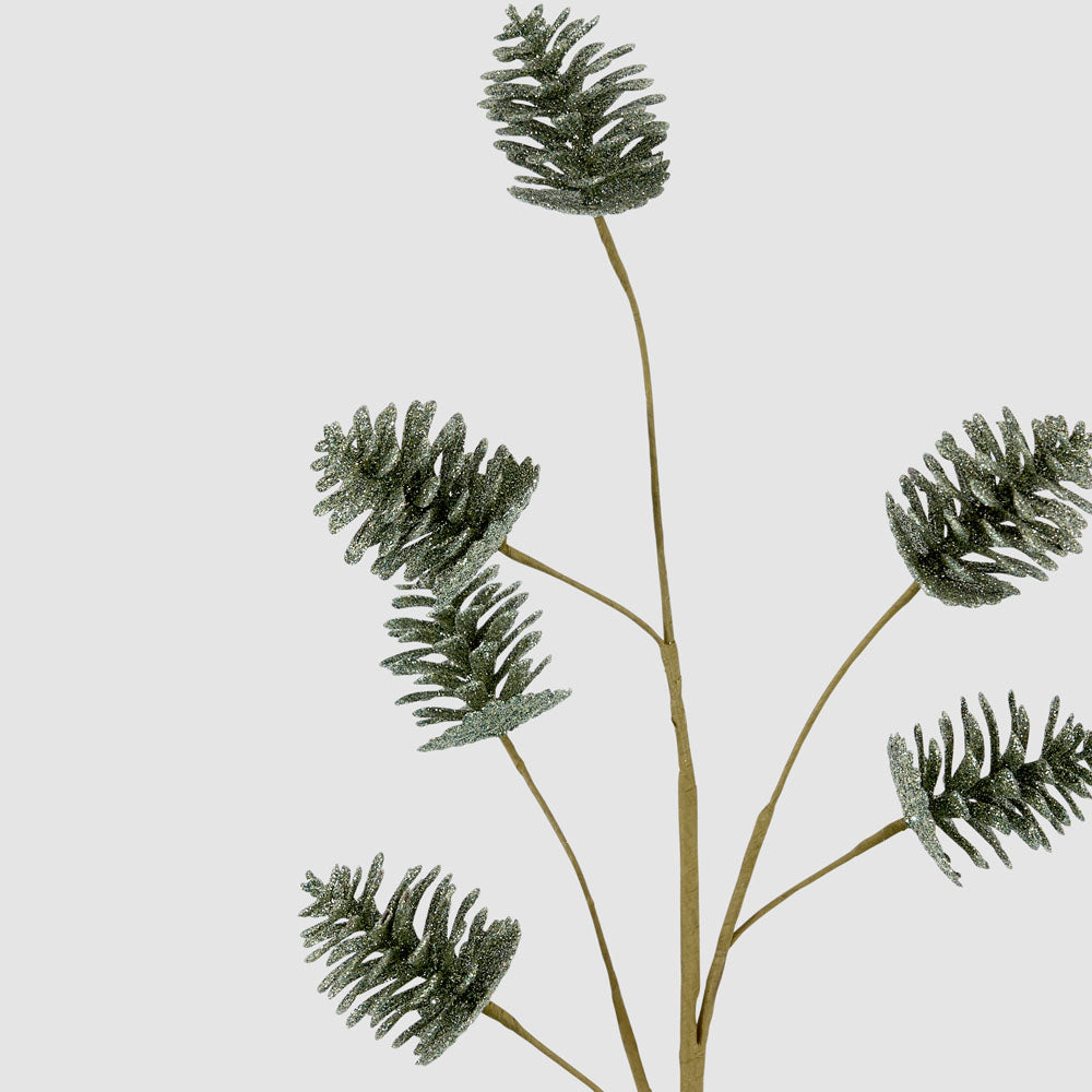 Glitter Pinecone Spray Green