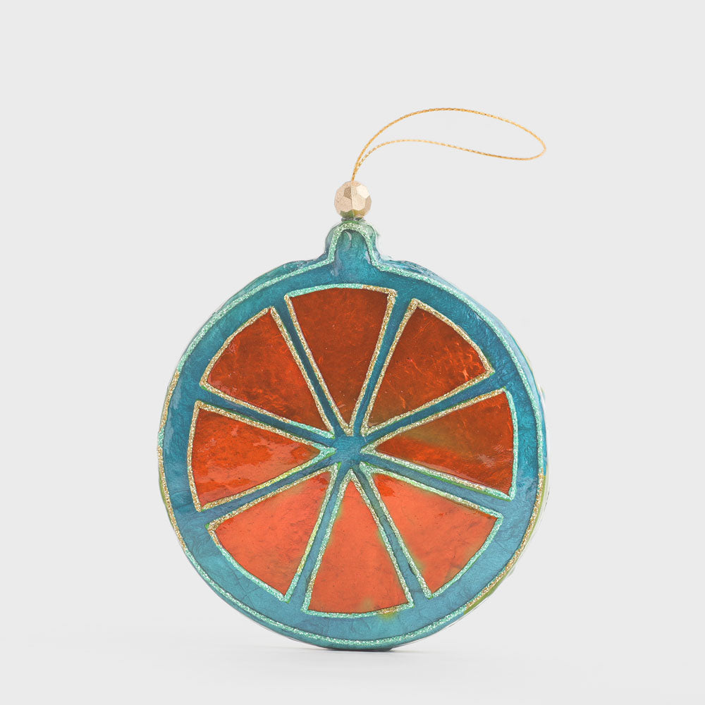 Handpainted Capiz Fruit Slice Orange