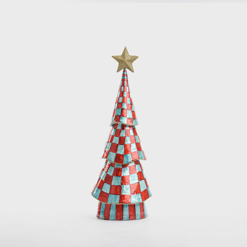 Checkers Capiz Tree Red & Green