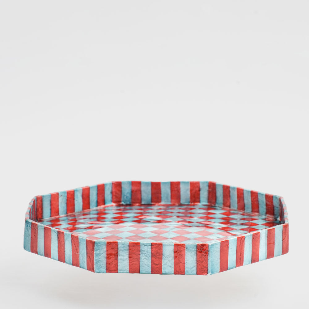 Checker Tray Red & Green Large