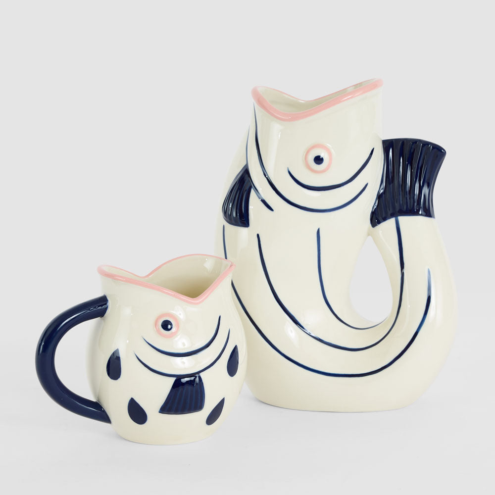 Nautical Ceramic Fish Vase Pink Lips