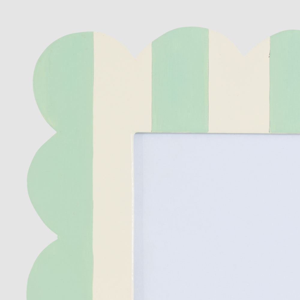 Ciao Bella Scalloped Photo Frame Green & White