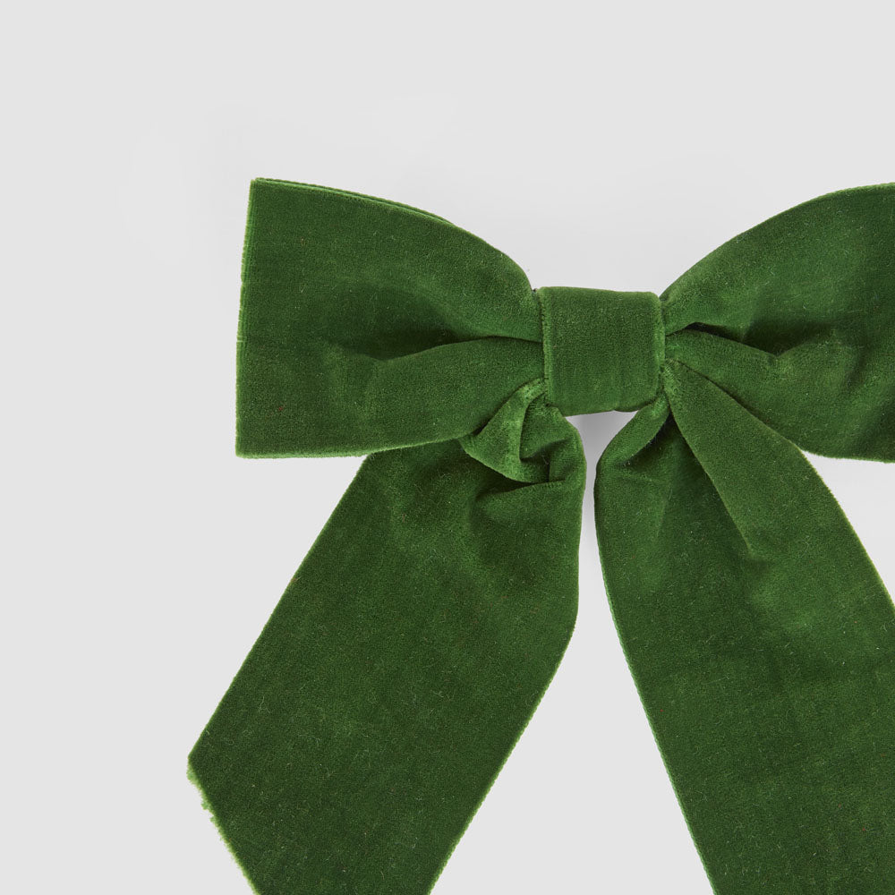 Velvet Clip On Bow Small Green