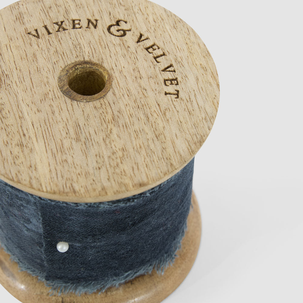 Frayed Velvet Ribbon Blue 50mm x 5m