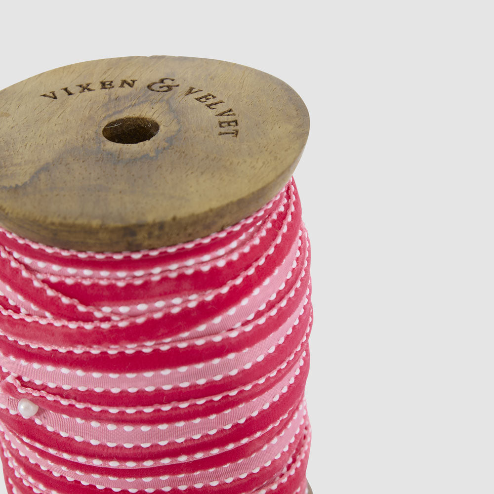 Fuchsia Velvet Ticking Ribbon 15mm x 10m