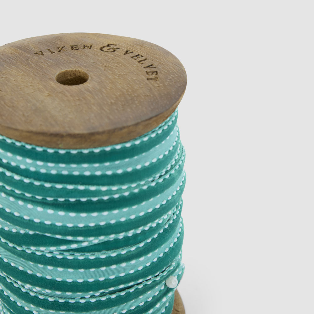 Verdant Velvet Ticking Ribbon 15mm x 10m