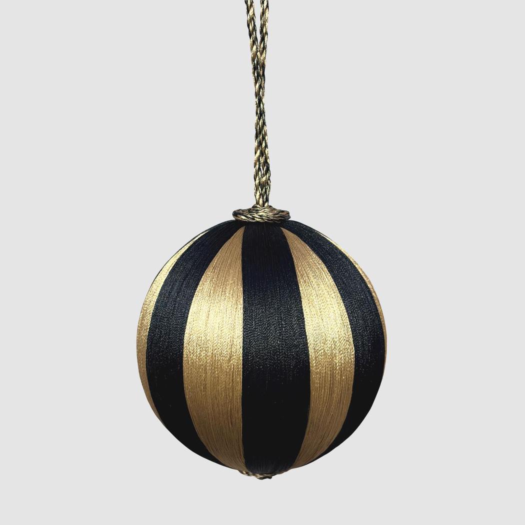 Silk Stripe Bauble Medium Black & Gold