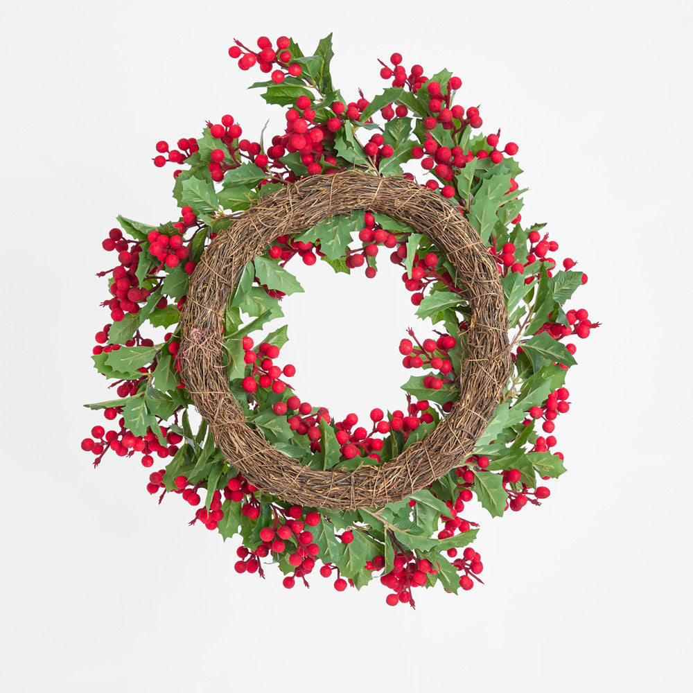 Holly Verdant Leaf Wreath 65cm