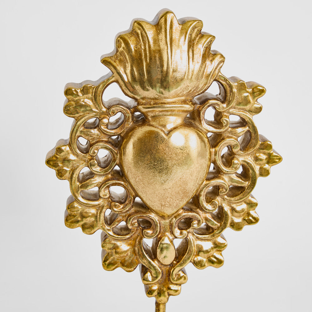 Fiesta Scroll Heart Sculpture Gold