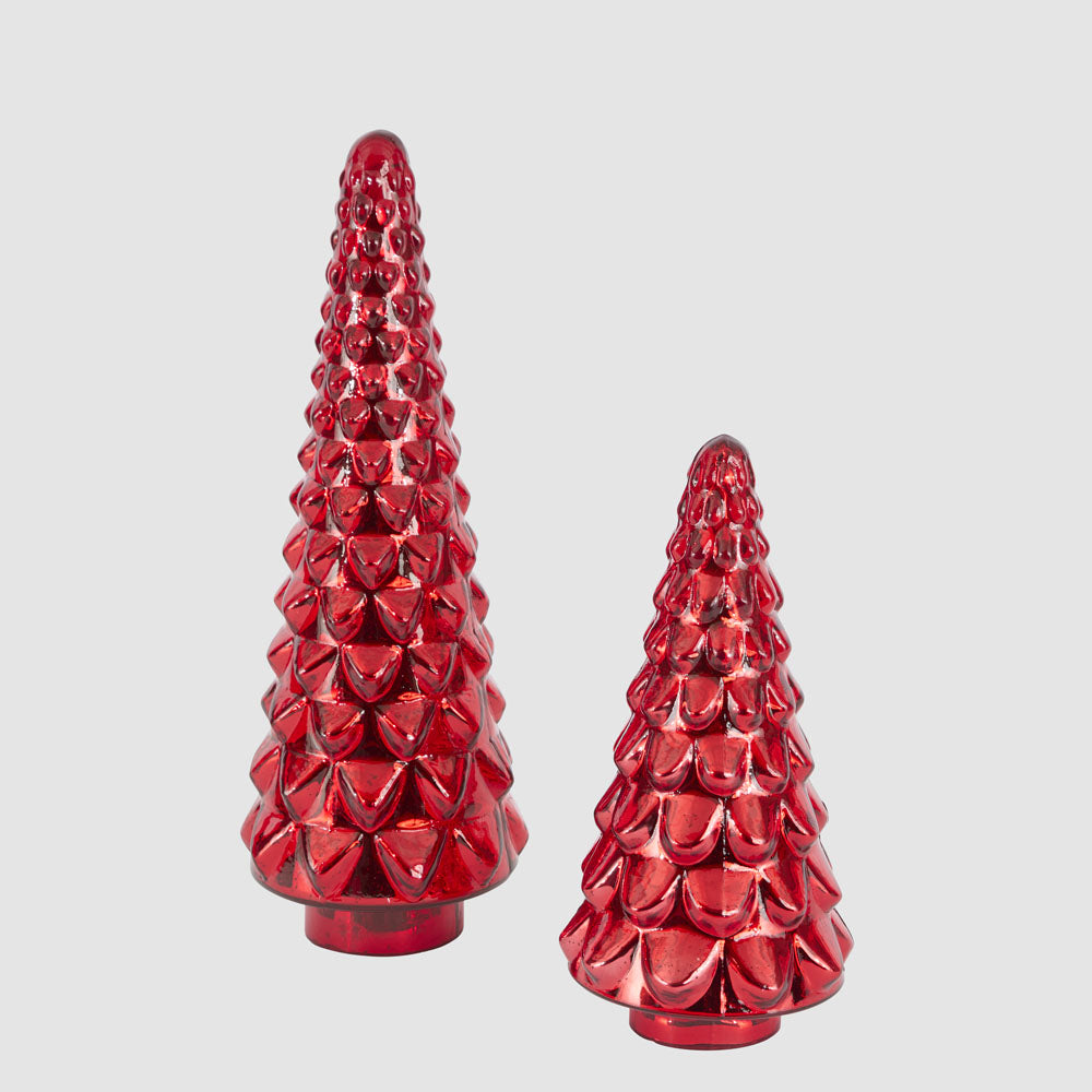 Layered Glass Cone Tree Small Red