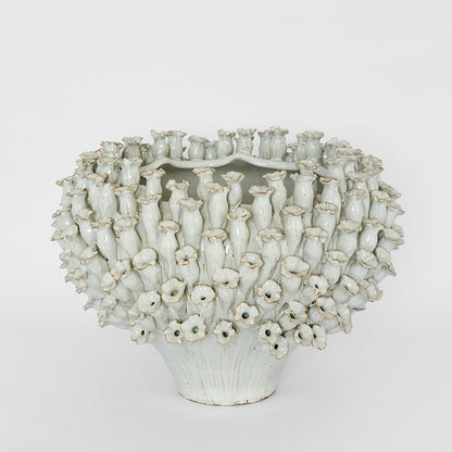 Flower Vase with Wide Open Top White