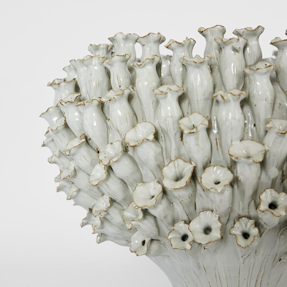 Flower Vase with Wide Open Top White