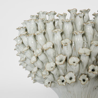 Flower Vase with Wide Open Top White
