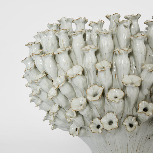 Flower Vase with Wide Open Top White