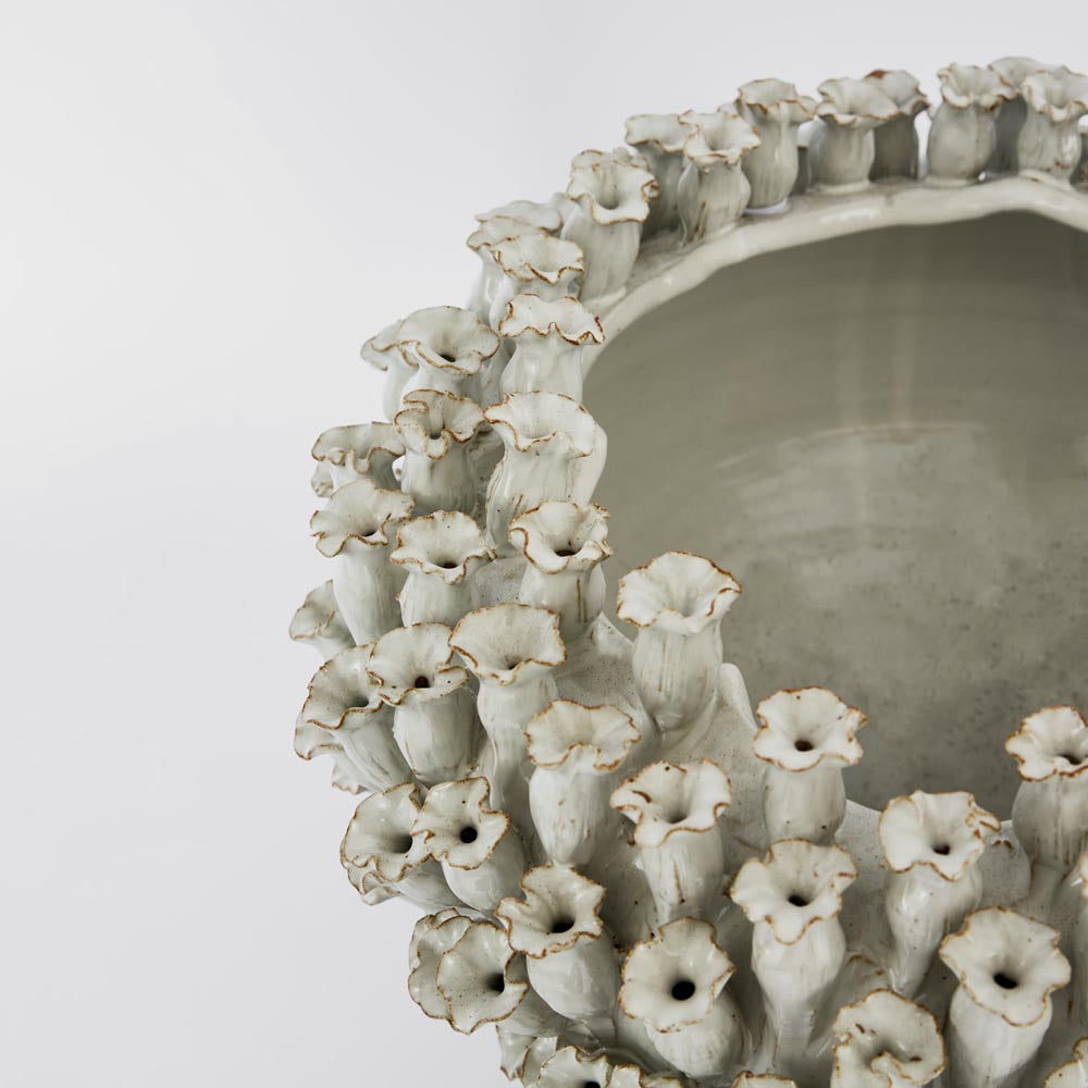 Flower Vase with Wide Open Top White