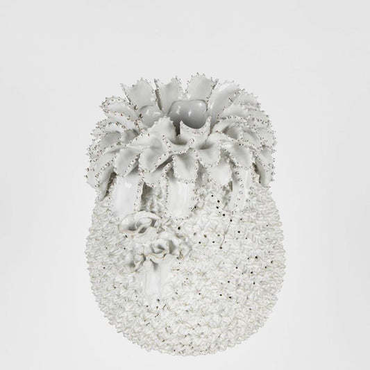 Pineapple Ceramic Vase Medium White