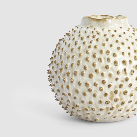 Spiked Egg Ceramic Vase Natural