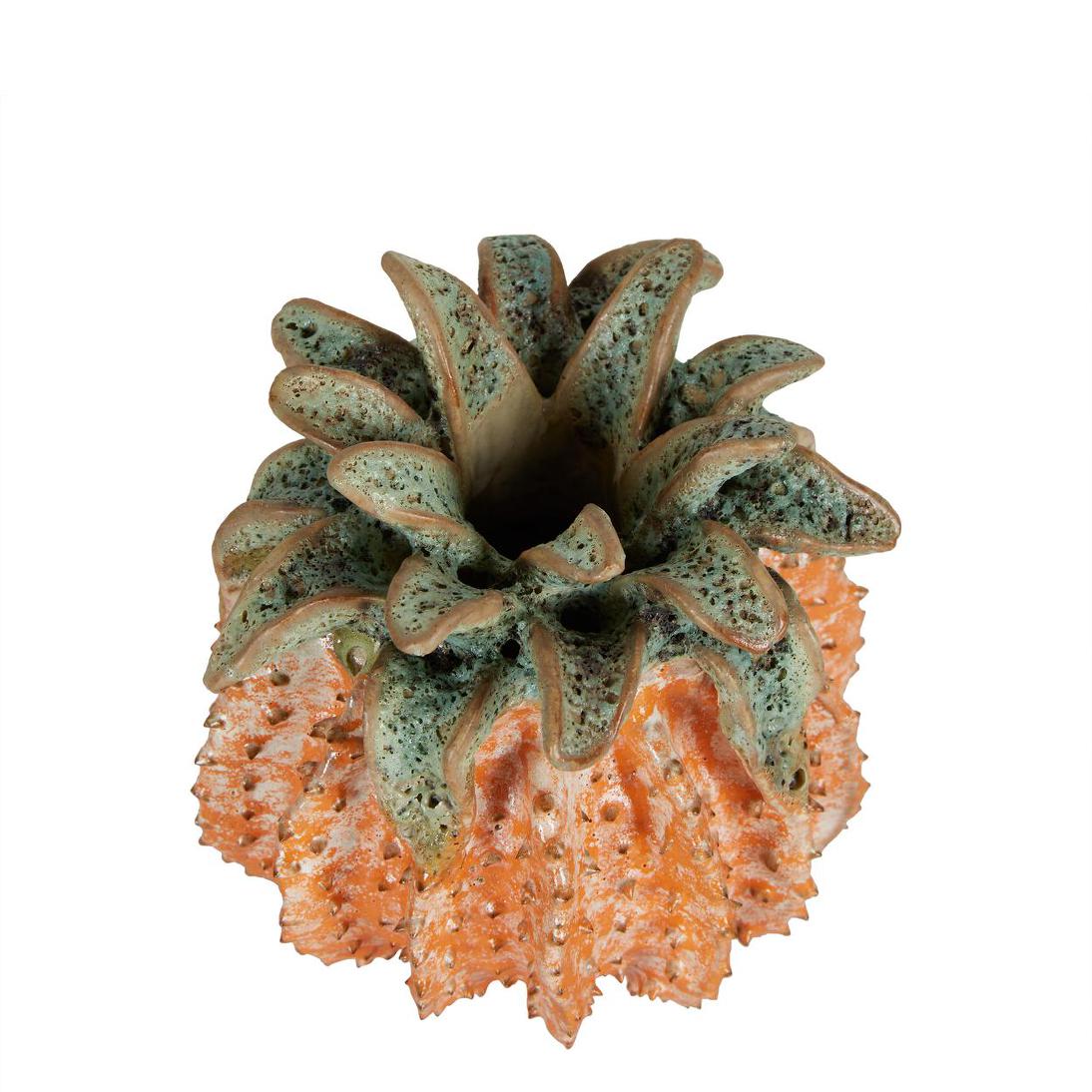 Pineapple Ceramic Sculpture Small Green Orange