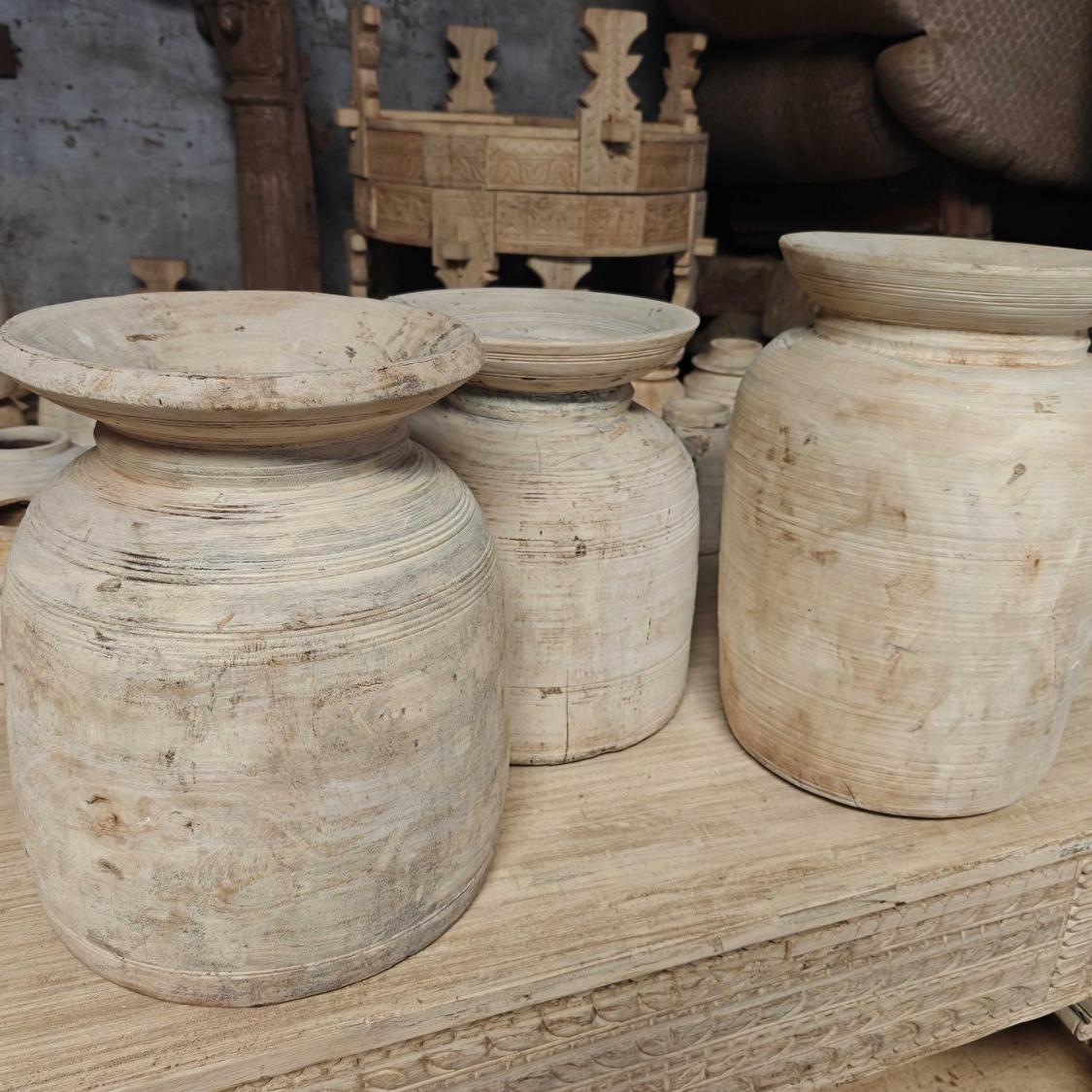 Decorative Wooden Pot Large