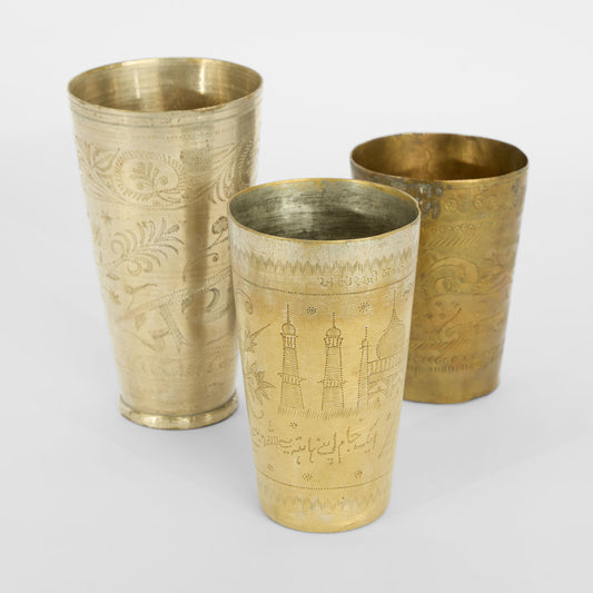 Decorative Wooden Brass Lassi Glass