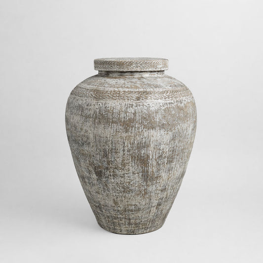 Decorative Wooden Clay Pot Medium