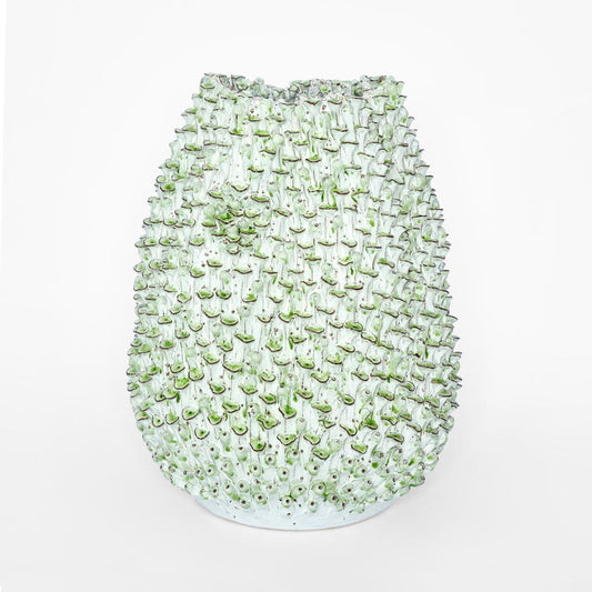 Ceramic Vase with Green Mushroom