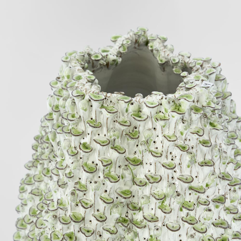 Ceramic Vase with Green Mushroom