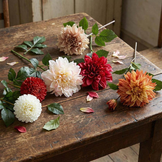Dried Look Dahlia Stem Large 61cm Light Pink