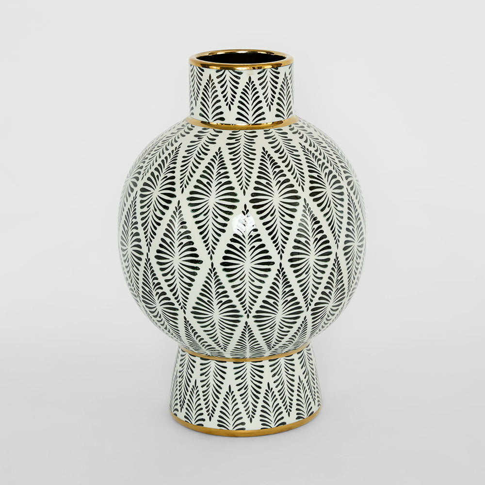 Gatsby Neck Vase Large Black & White