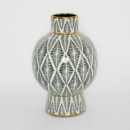 Gatsby Neck Vase Large Black & White