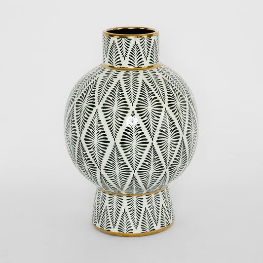 Gatsby Neck Vase Large Black & White