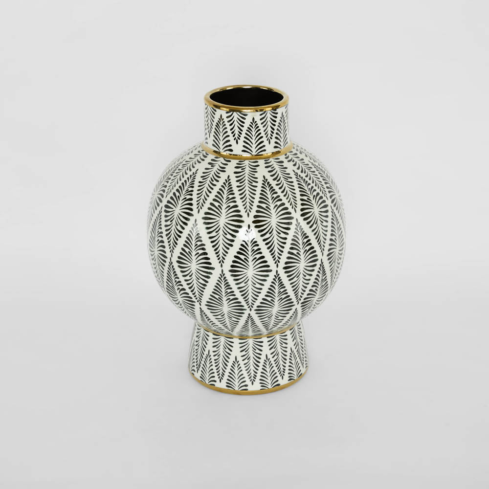 Gatsby Neck Vase Large Black & White