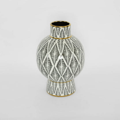 Gatsby Neck Vase Large Black & White