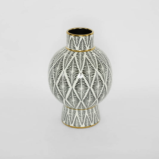 Gatsby Neck Vase Large Black & White