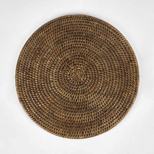 Paume Rattan Round Placemat Antique Brown