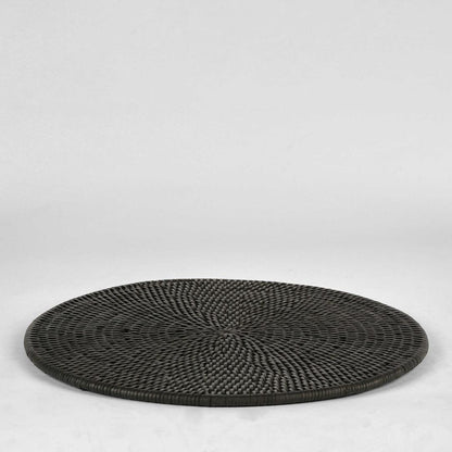 Paume Rattan Round Placemat Black