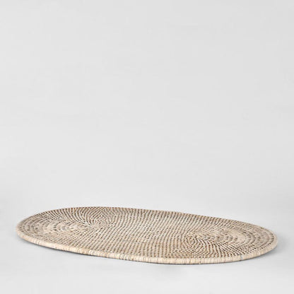 Paume Rattan Oval Placemat White Wash