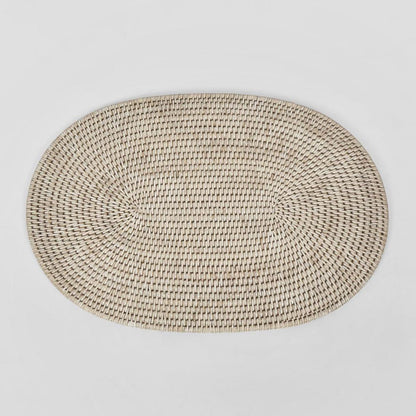 Paume Rattan Oval Placemat White Wash