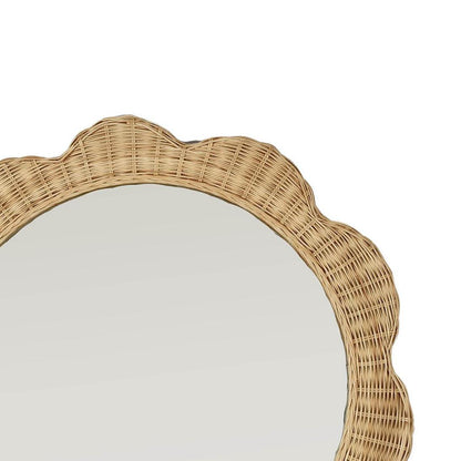 Belle Rattan Scallop Round Mirror