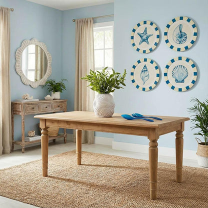 Belle Rattan Scallop Round Mirror White