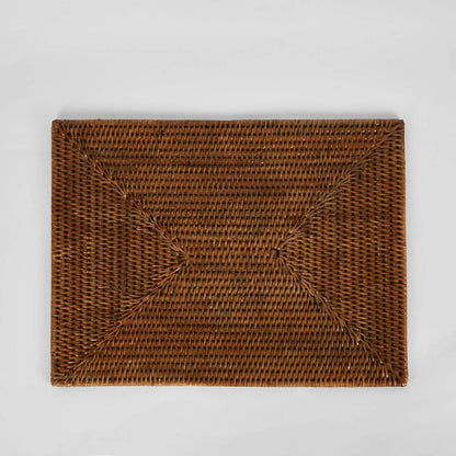 Paume Rattan Rectangle Placemat Antique Brown