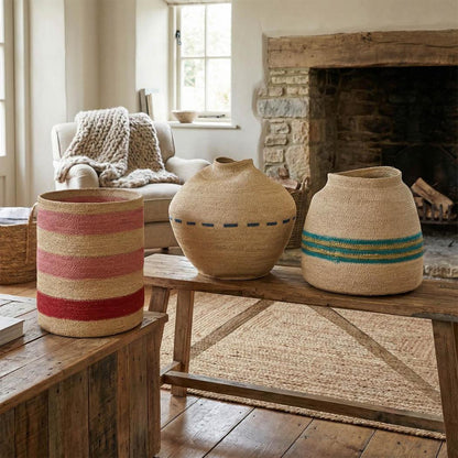 Thia Woven Basket Blue & Green